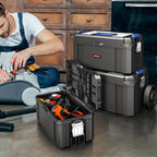 AIRAJ 3-in-1 Rolling Tool Box with Wheels Stackable Tool Chest Tool Storage Organizer Removable Trays 17 in 19 in 21 in Garage Workshop