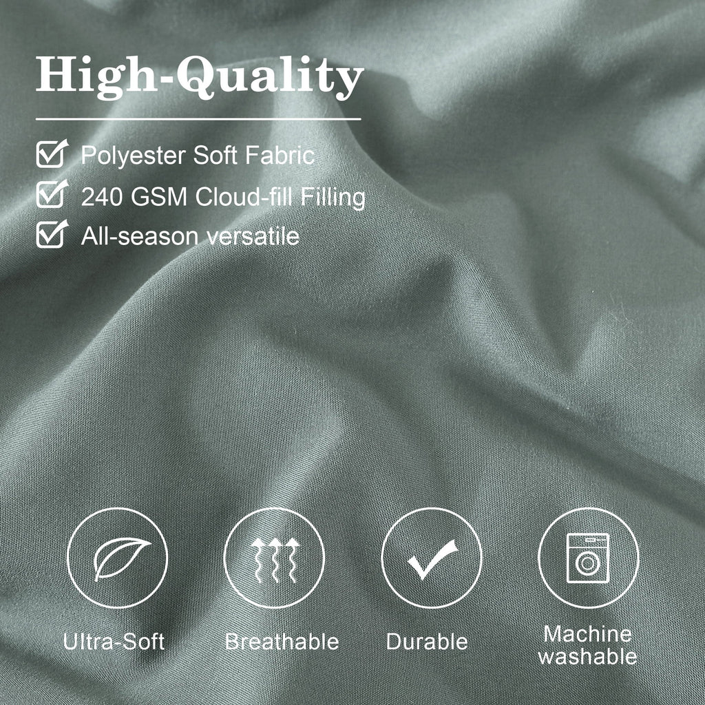 Amberspace 7-Piece Bed in a Bag Comforter Set with Sheets,Sage Green,Queen