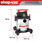 Shop-Vac® 6 Gallon Wet/Dry Vacuum, 5.0 Peak HP, Stainless Steel Tank