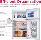 Frigidaire Retro 2 Door Mini Refrigerator With Freezer And Side Bottle Opener, 3.1 Cu Ft, 19in D x 20.5in W x 33.5in H