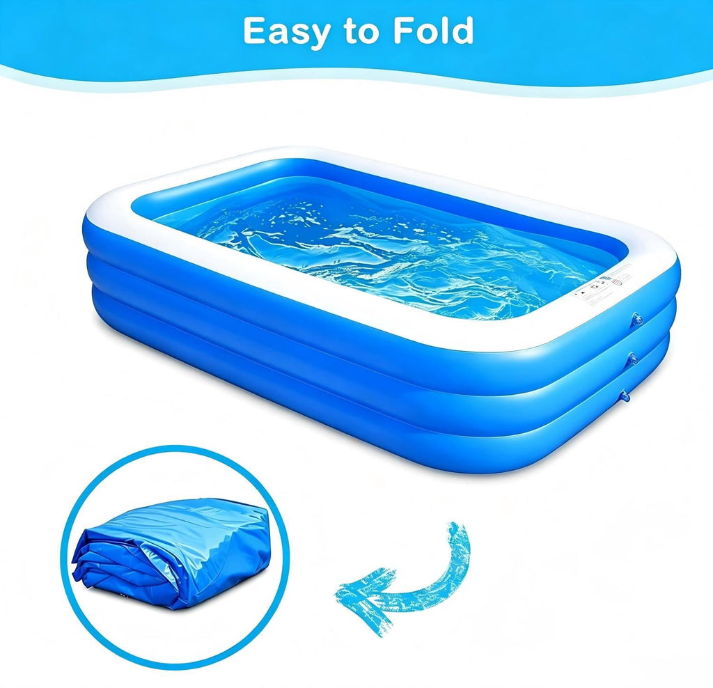 BN-LINK Inflatable Swimming Pool, 83’’ × 53’’ × 20’’ Large & Thickened Family Swimming Pool for Garden, Outdoor, Backyard, Suitable for Adults and
