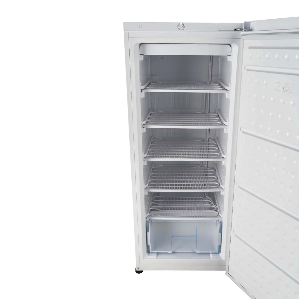 Frigidaire 10 Cu. ft. Garage Ready Upright Freezer, Recessed Handle, Adjustable Temperature Control, Flush Back Design, Efficient Cooling, White