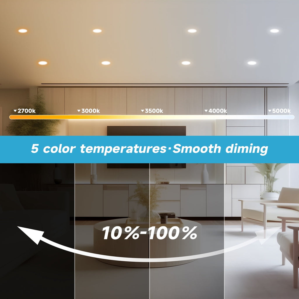 DAYBETTER LED Recessed Ceiling Light Modern,6 inch 5CCT Ultra-Thin with Junction Box,2700K-5000K Selectable, Dimmable(12Pack),Decor, Lighting
