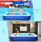 BN-LINK Inflatable Pool for Kids and Adults, 118" X 68" X 22" Oversized Thickened Family Swimming Pool for Toddlers, Outdoor, Garden, Backyard