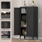AISWORD 47 Inch Metal Kitchen Pantry Cabinet, Freestanding Storage Cupboard with 3 Adjustable Shelves, 4-Tier Tall Storage Cabinet for Kitchen