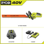 RYOBI 40V 24" Hedge Trimmer Kit - 40V 2Ah Lithium Battery