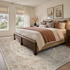 FEELHOME 5'x7' Area Rug Machine Washable Soft Vintage Distressed Non Slip Carpet for Living Room Bedroom Dining Room Taupe