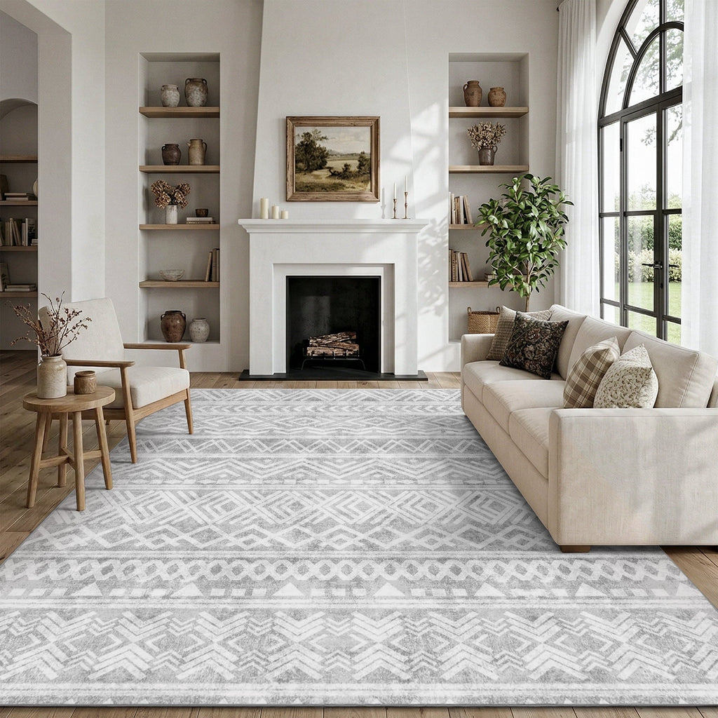SIXHOME 5'x7' Area Rugs for Living Room Washable Rugs Boho Large Area Rug Modern Geometric Neutral Living Room Rug Carpet Soft Rugs for Bedroom