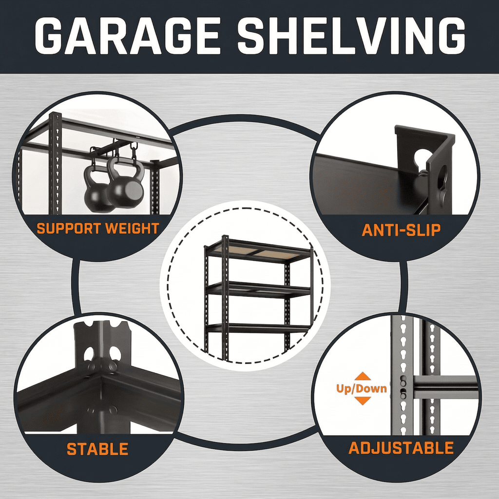 UBERLYFE Heavy Duty Garage Shelving Unit, 2000 lbs Metal Storage Shelves, 5-Tier Adjustable Steel Shelving Rack, Freestanding Garage Storage Rack