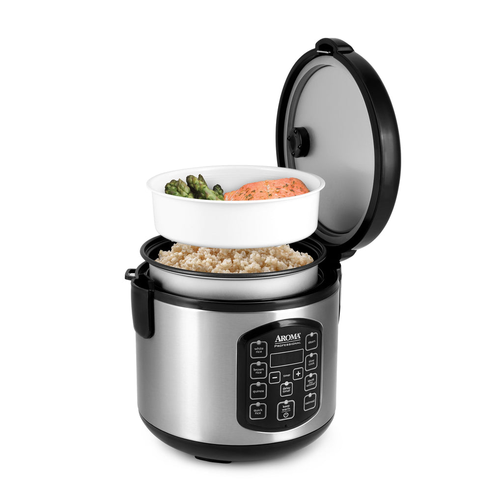Aroma® Professional 8-Cup (Cooked) / 2Qt. Rice & Grain Multicooker, Stainless Steel, New, ARC-954SBD