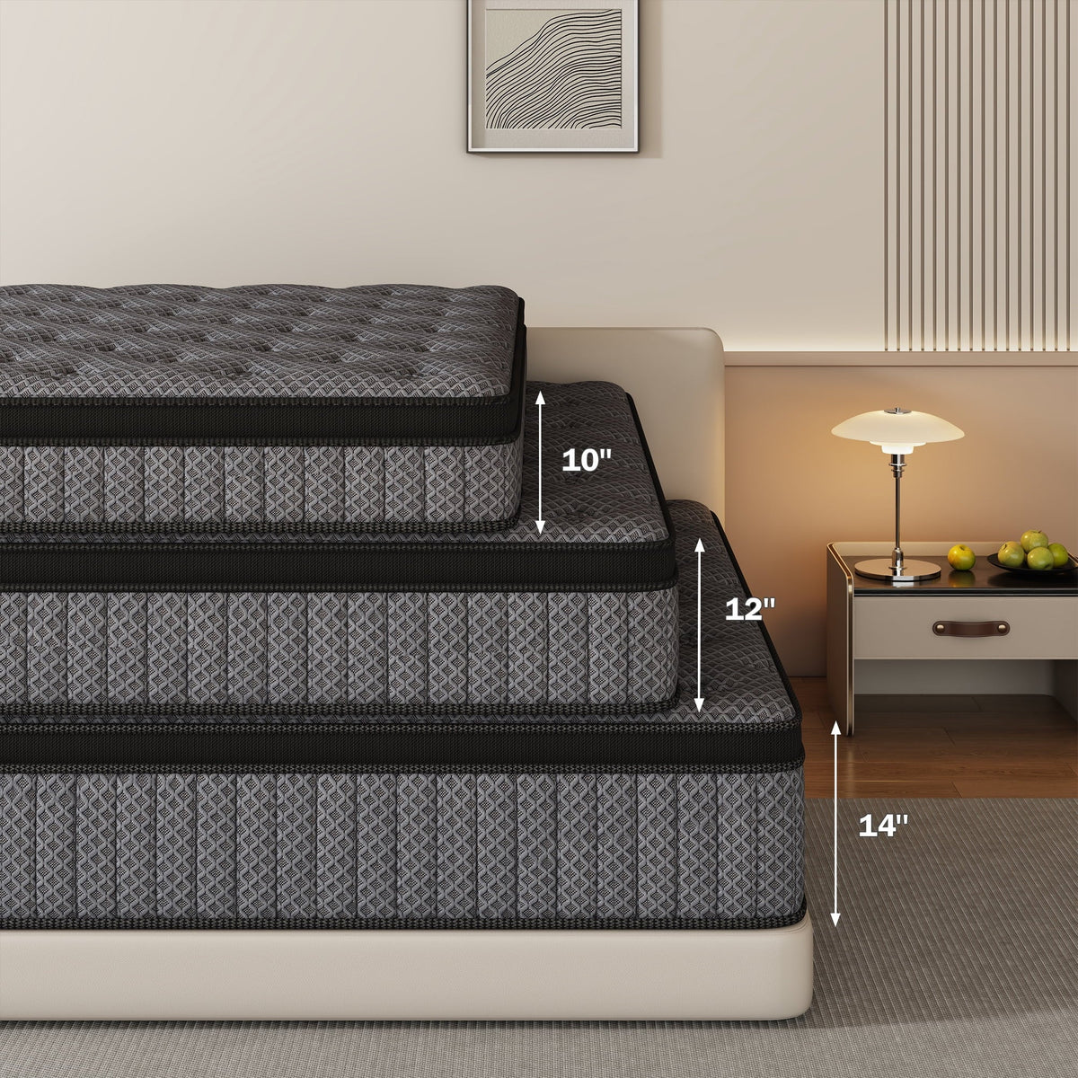 HIKOS 10 inch Twin Mattress in a Box, Cooling Gel Memory Foam Hybrid Mattress with Individually Wrapped Pocket Coils, Medium Firm Twin Size Mattress