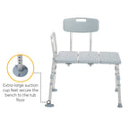 Drive Medical Plastic Tub Transfer Bench with Adjustable Backrest