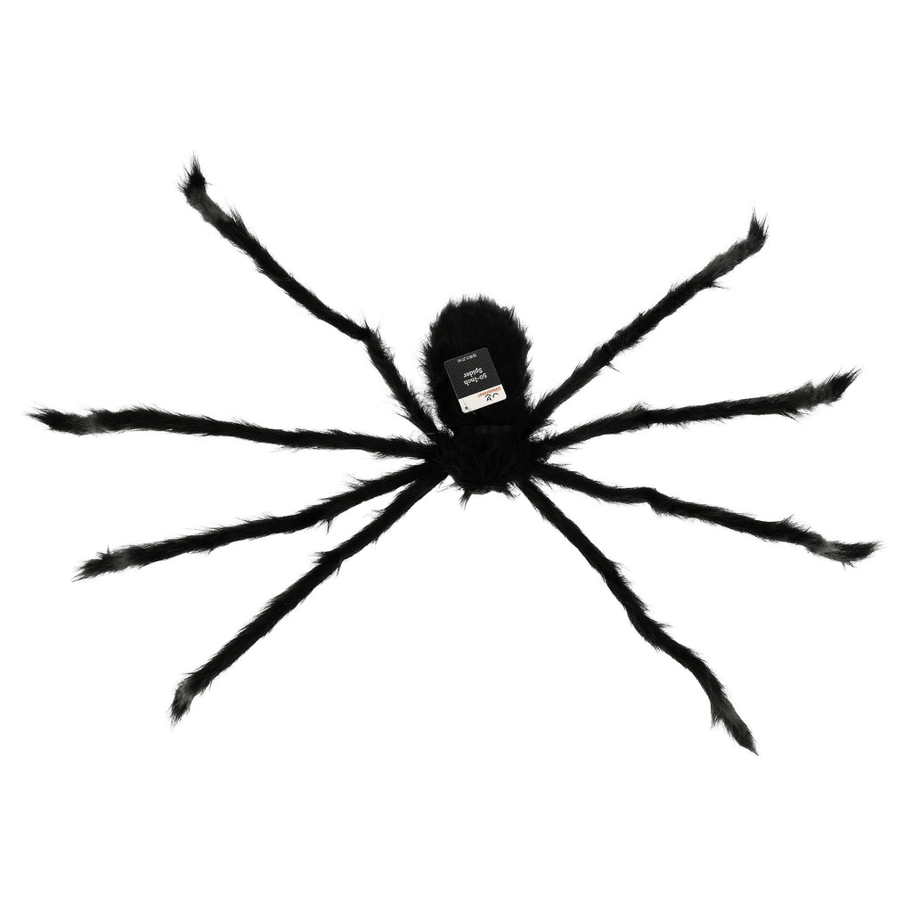 Furry Spider Decoration, Black, 50", Halloween by Way To Celebrate