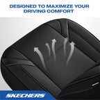 Skechers Premium Leather Car Seat Cover – Front Seat, Durable, Breathable, Universal Fit for Cars, SUVs, and Trucks - Black