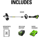 Greenworks 40V Brushless Edger With 8in Blade, 4.0Ah Battery And Charger