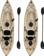 Lifetime Fishing Kayak 10ft 2-Pack With Paddles, UV-Protected HDPE, Tan - Tamarack Angler 100