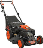 YARDMAX 22 inch Gas Self-Propelled Lawn Mower, 201cc, 6-Speed CVT, High Wheel RWD, 3-in-1, Black
